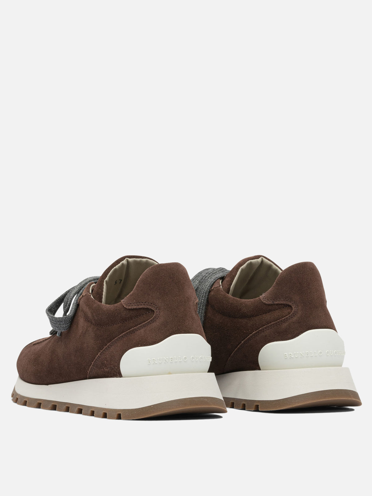 Brunello Cucinelli Sneaker "Runners" in camoscio con Shiny Tab Bordeaux - VIETTI