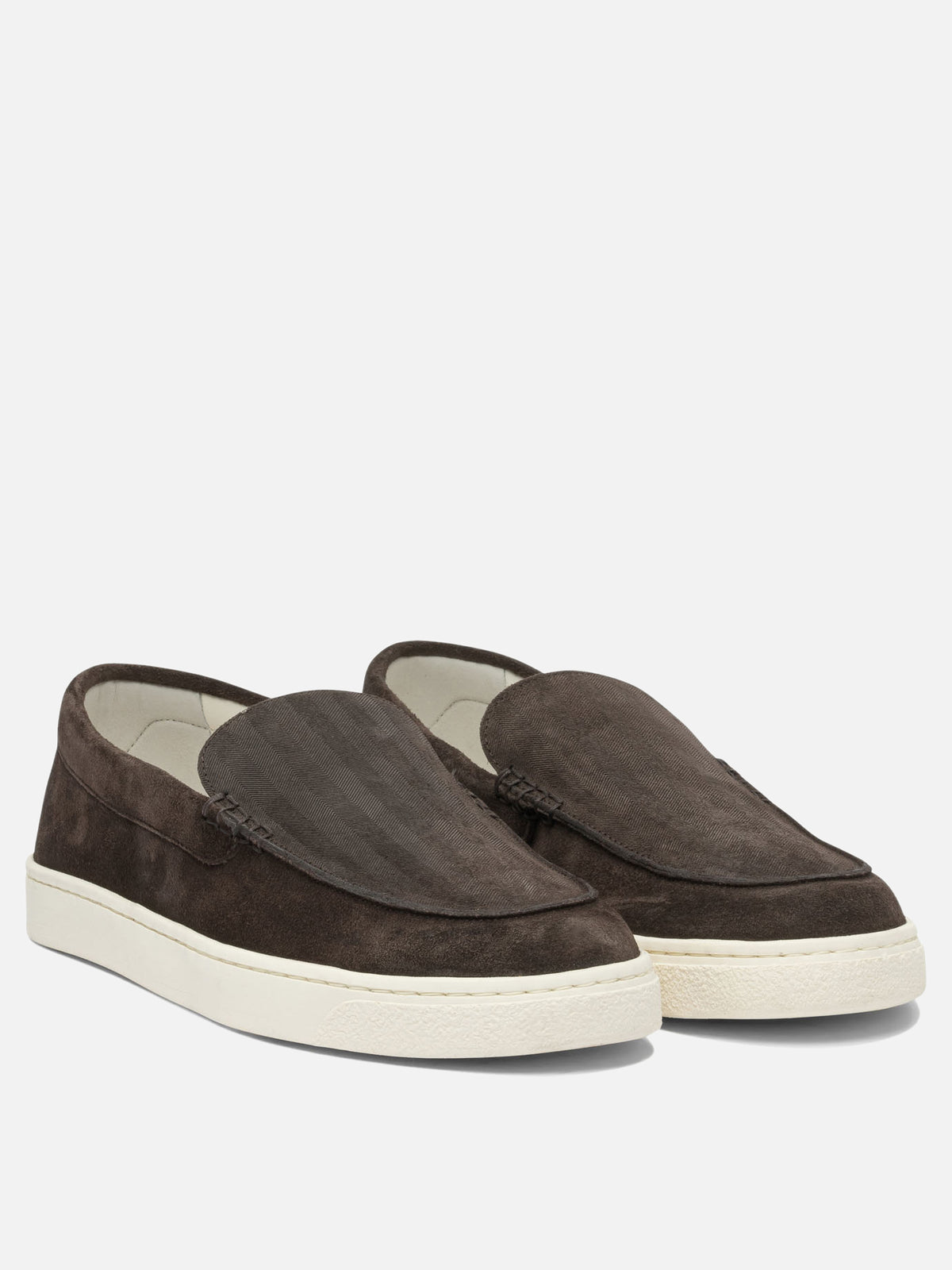 Brunello Cucinelli Chevron-effect suede loafers Brown