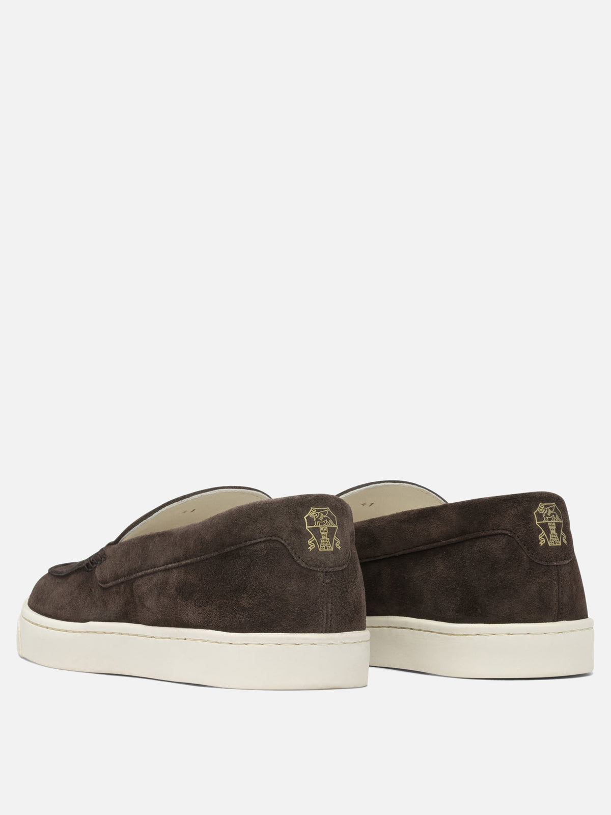 Brunello Cucinelli Chevron-effect suede loafers Brown