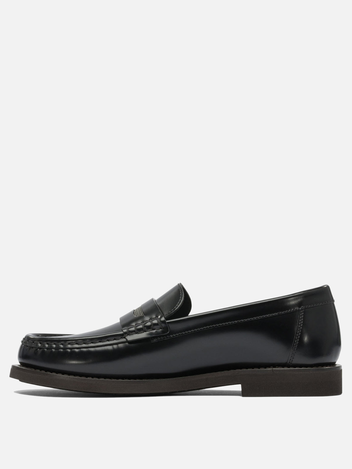 Brunello Cucinelli Leather loafers with jewel detailing Black