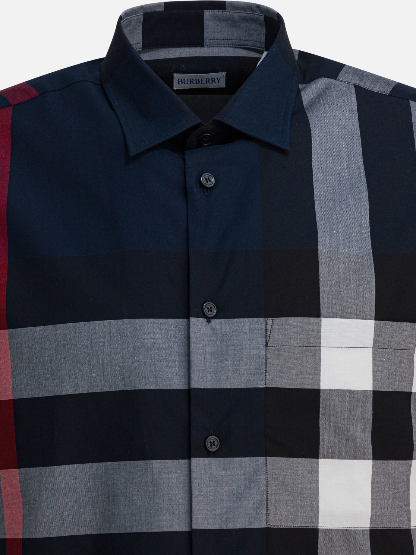 burberry mens dress shirt Burberry "Check" Cotton shirt Blue - Men