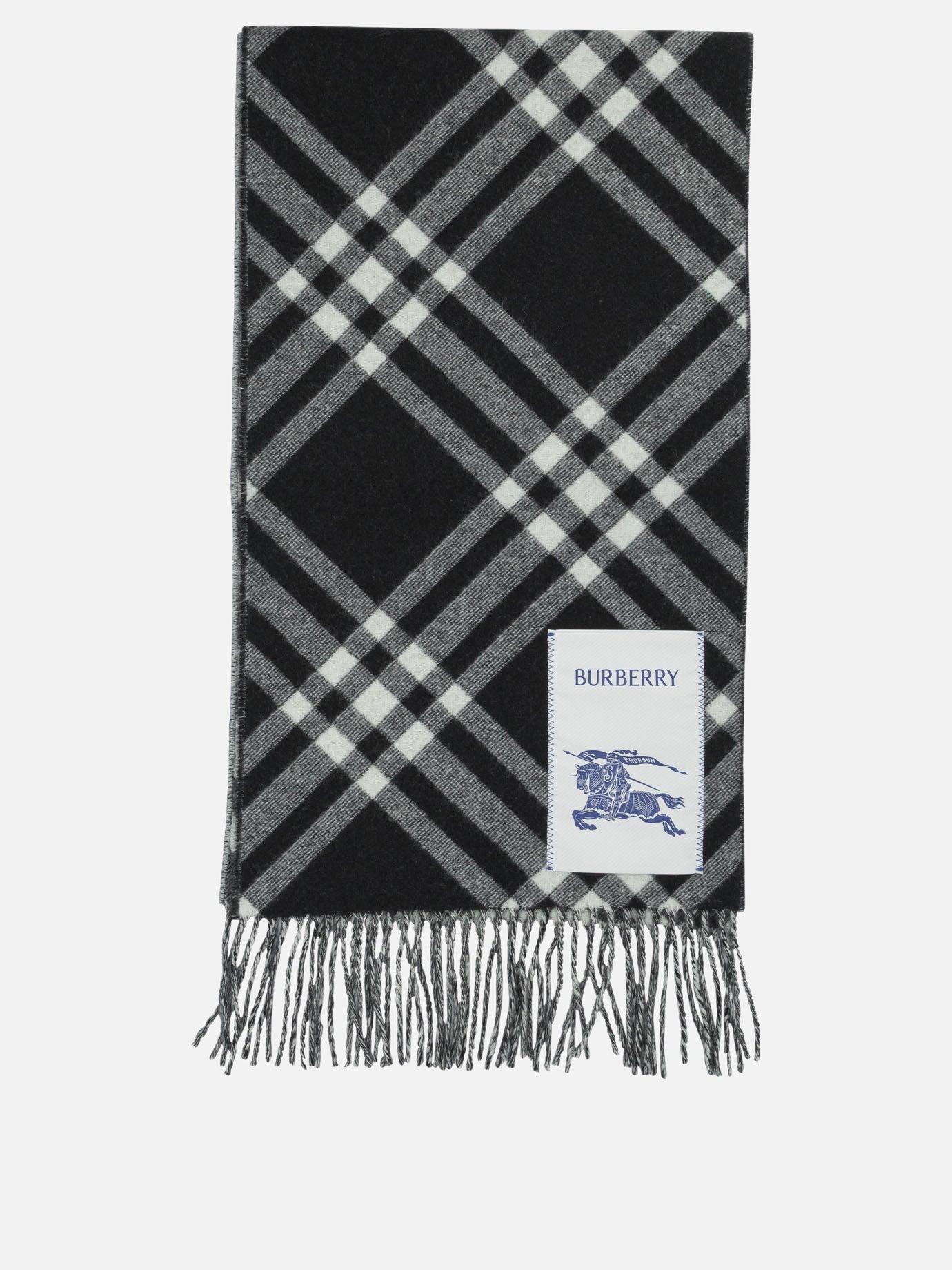 Sciarpe con frange 100% cashmere  Nero - Burberry Donna | PDP | VIETTI Online Store | Zoom-Modal
