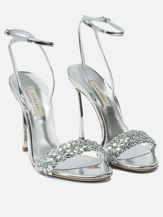 Heeled sandals 100% leather - 100% leather  Silver - Casadei Women | VIETTI Online Store | 2
