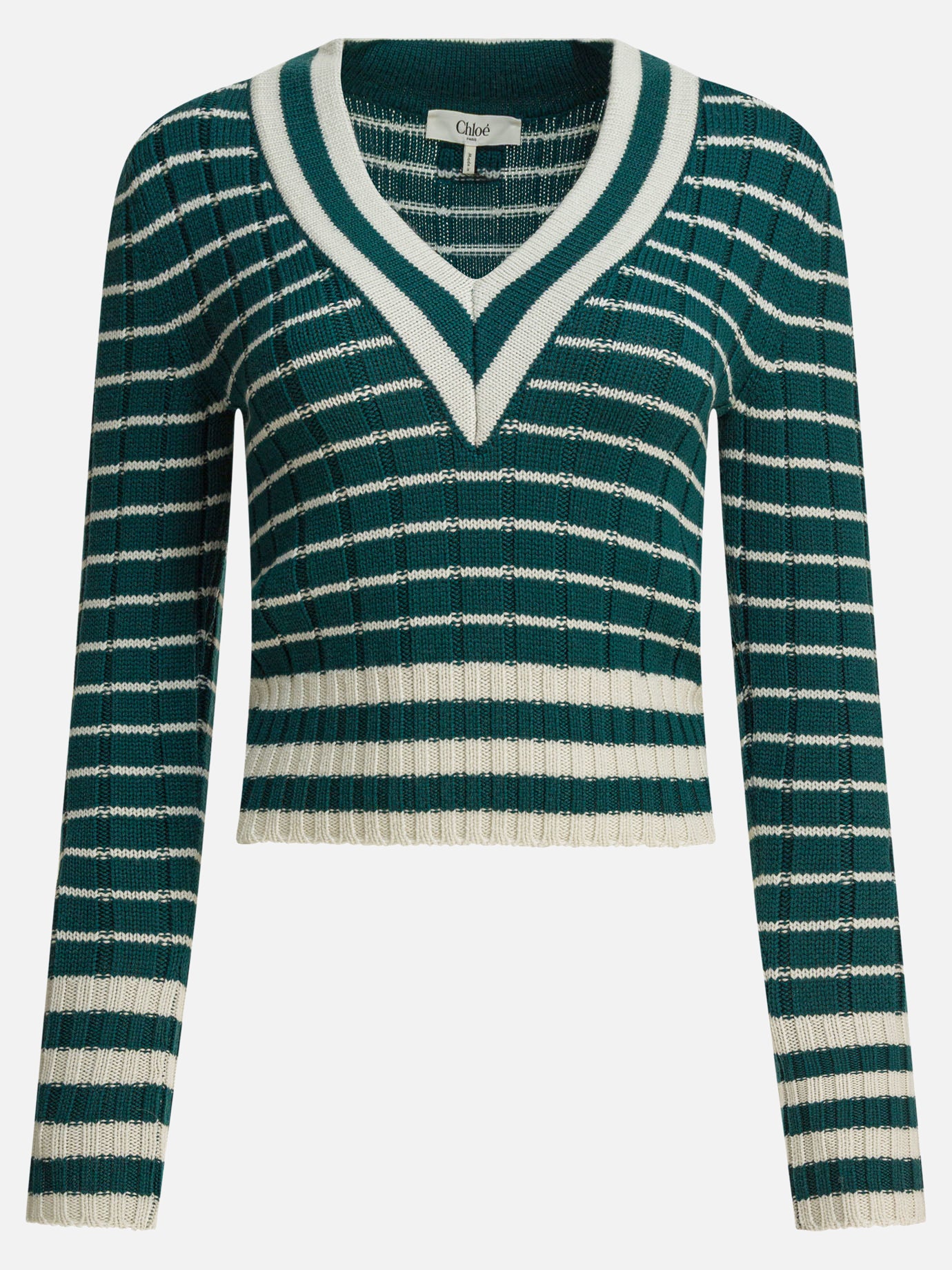 V neck sweaters Striped  Green - Chloé Women | PDP | VIETTI Online Store | thumbnail