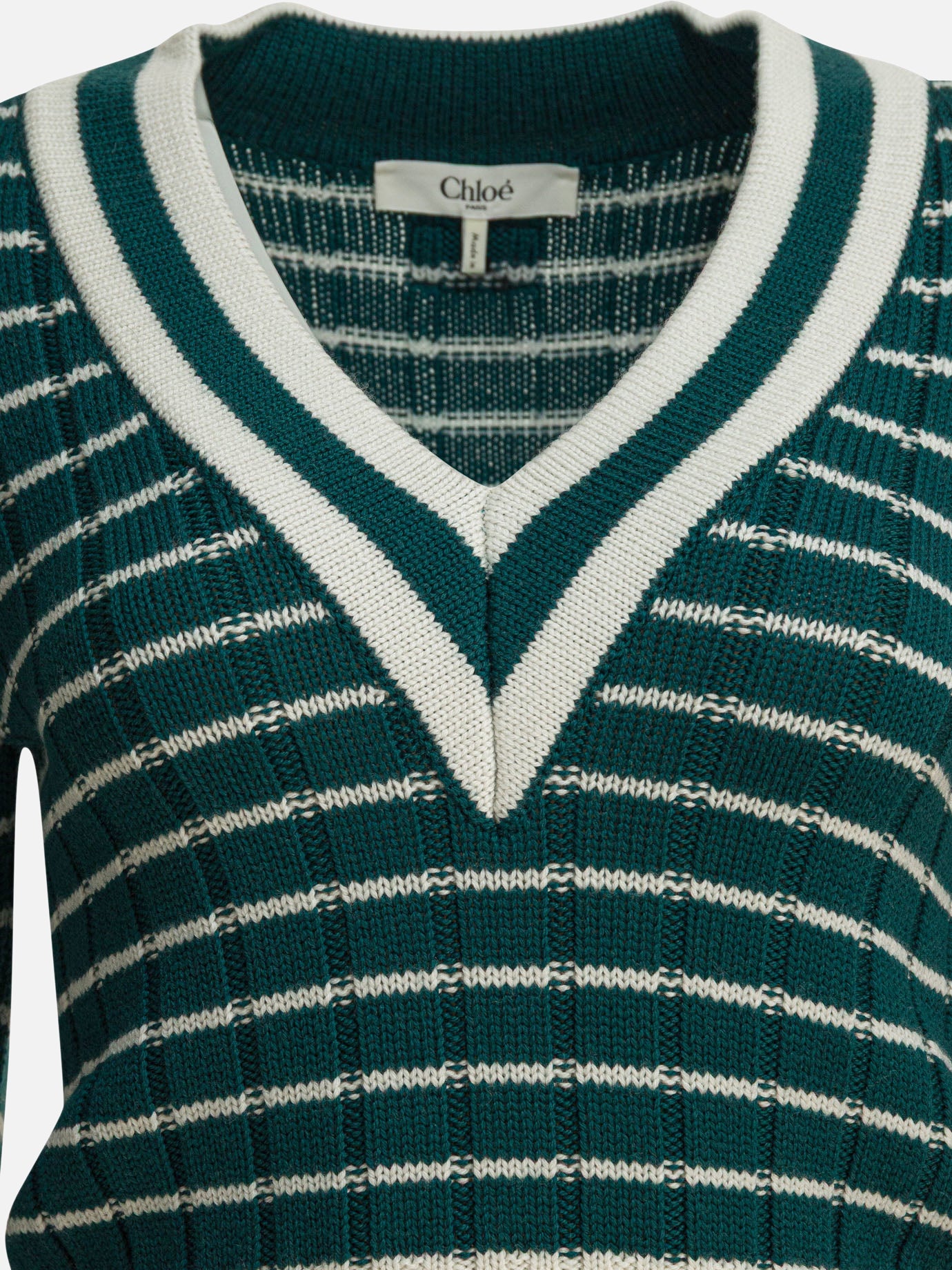 V neck sweaters Striped  Green - Chloé Women | PDP | VIETTI Online Store | thumbnail_3