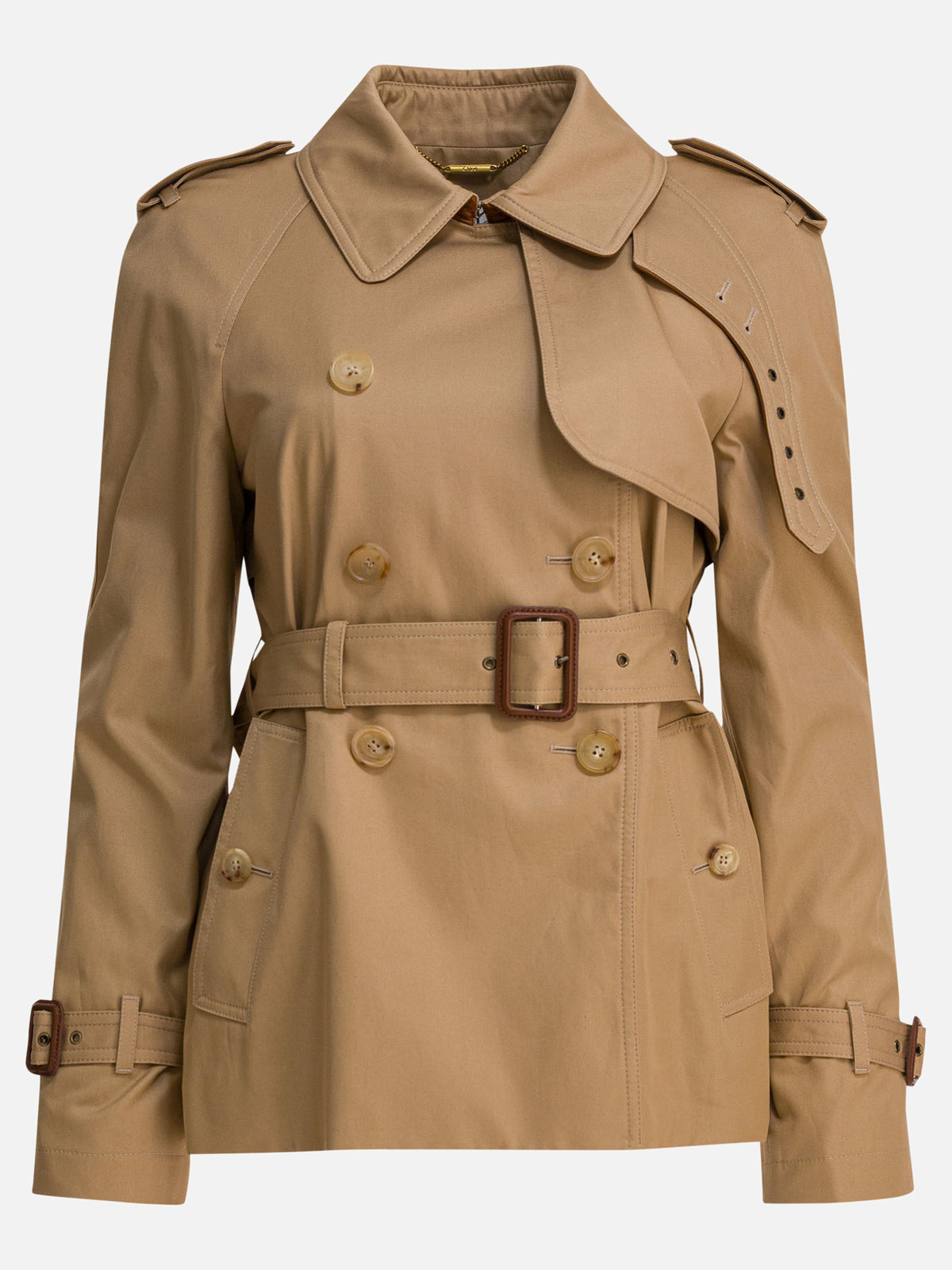 Chloé Short cotton gabardine trench coat Beige