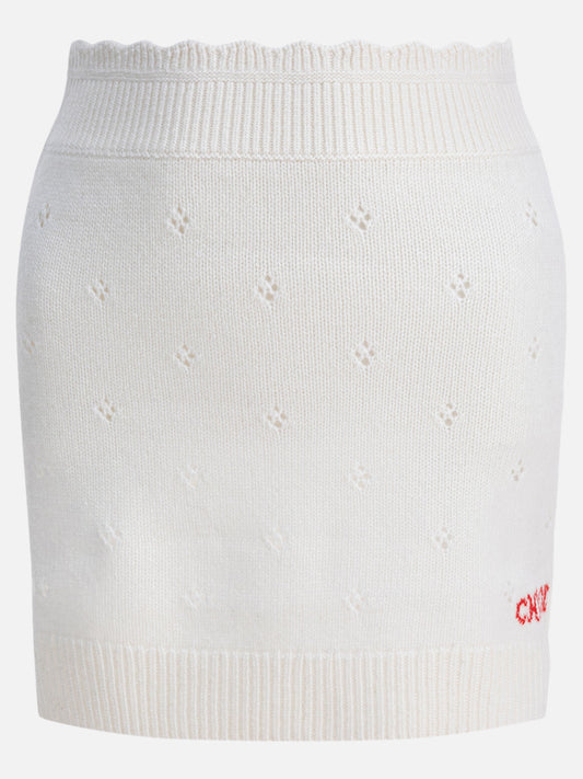 Chloé Openwork wool and cashmere miniskirt White

