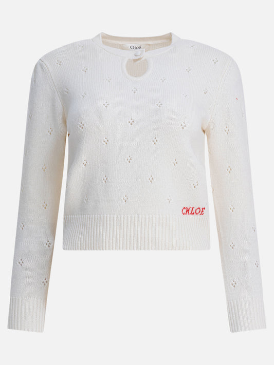 Crewneck sweaters Solid colour  White - Chloé Women | PDP | VIETTI Online Store 
