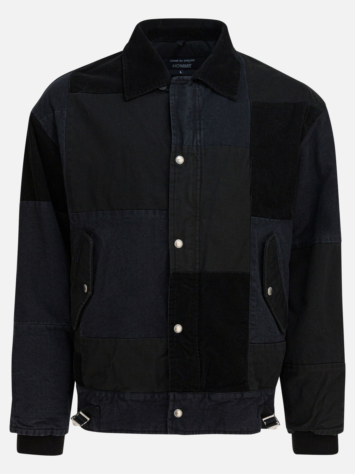 Comme Des Garçons Homme Jacket with tone-on-tone patchwork Black