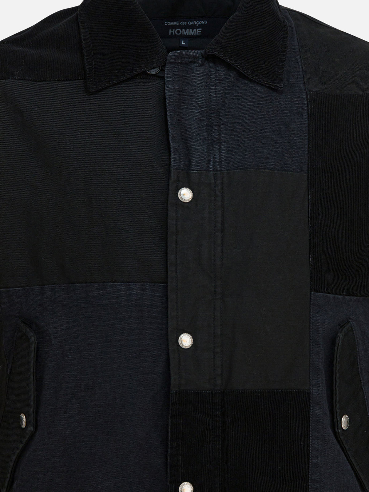 Comme Des Garçons Homme Jacket with tone-on-tone patchwork Black