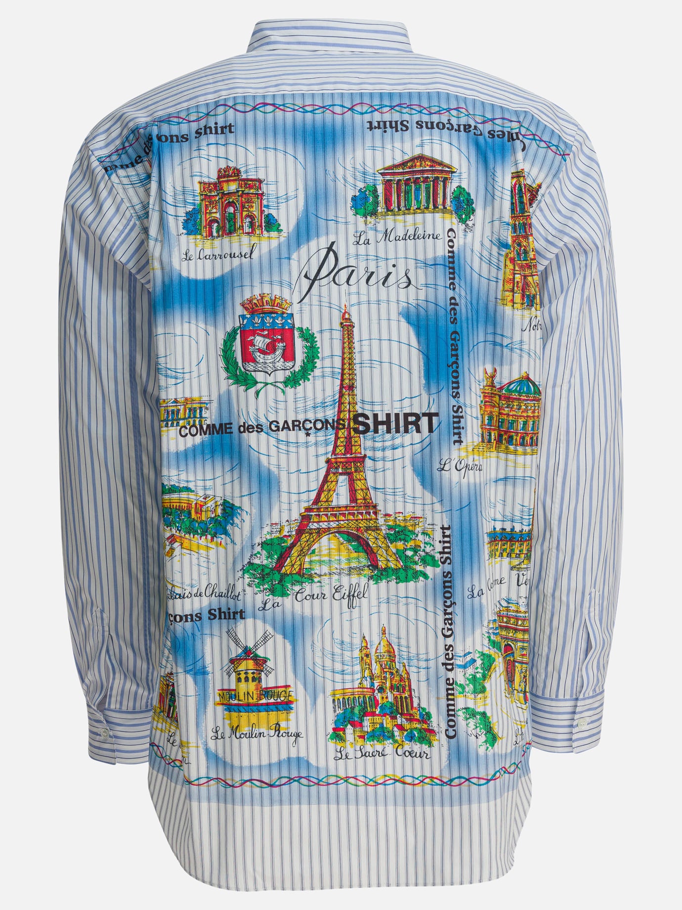 Comme Des Garçons Shirt Striped shirt with print Light blue - Men