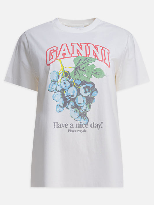 Ganni T-shirt con stampa e logo 19011308_M Beige 1
