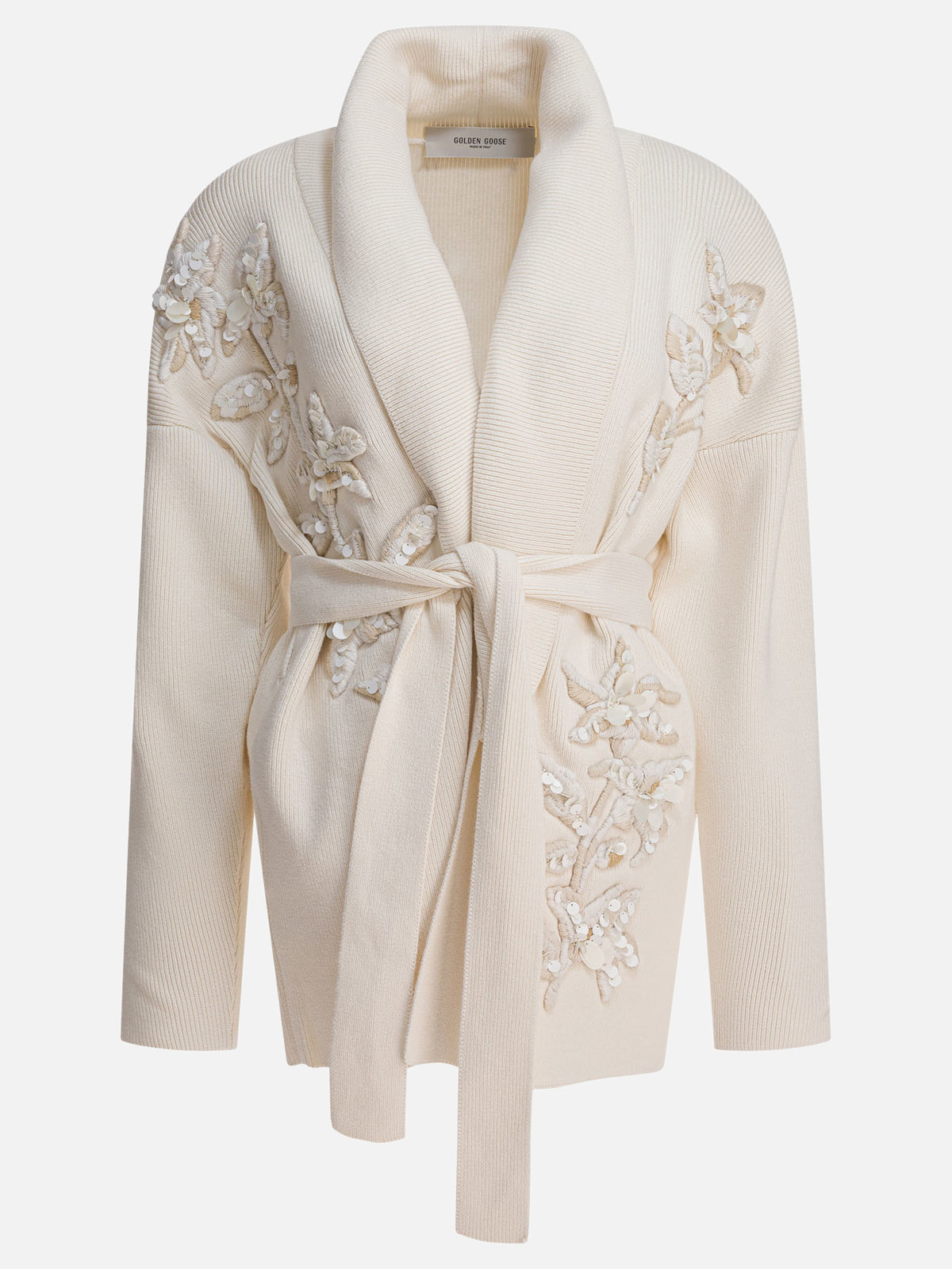 Golden Goose Cardigan with floral embroidery White