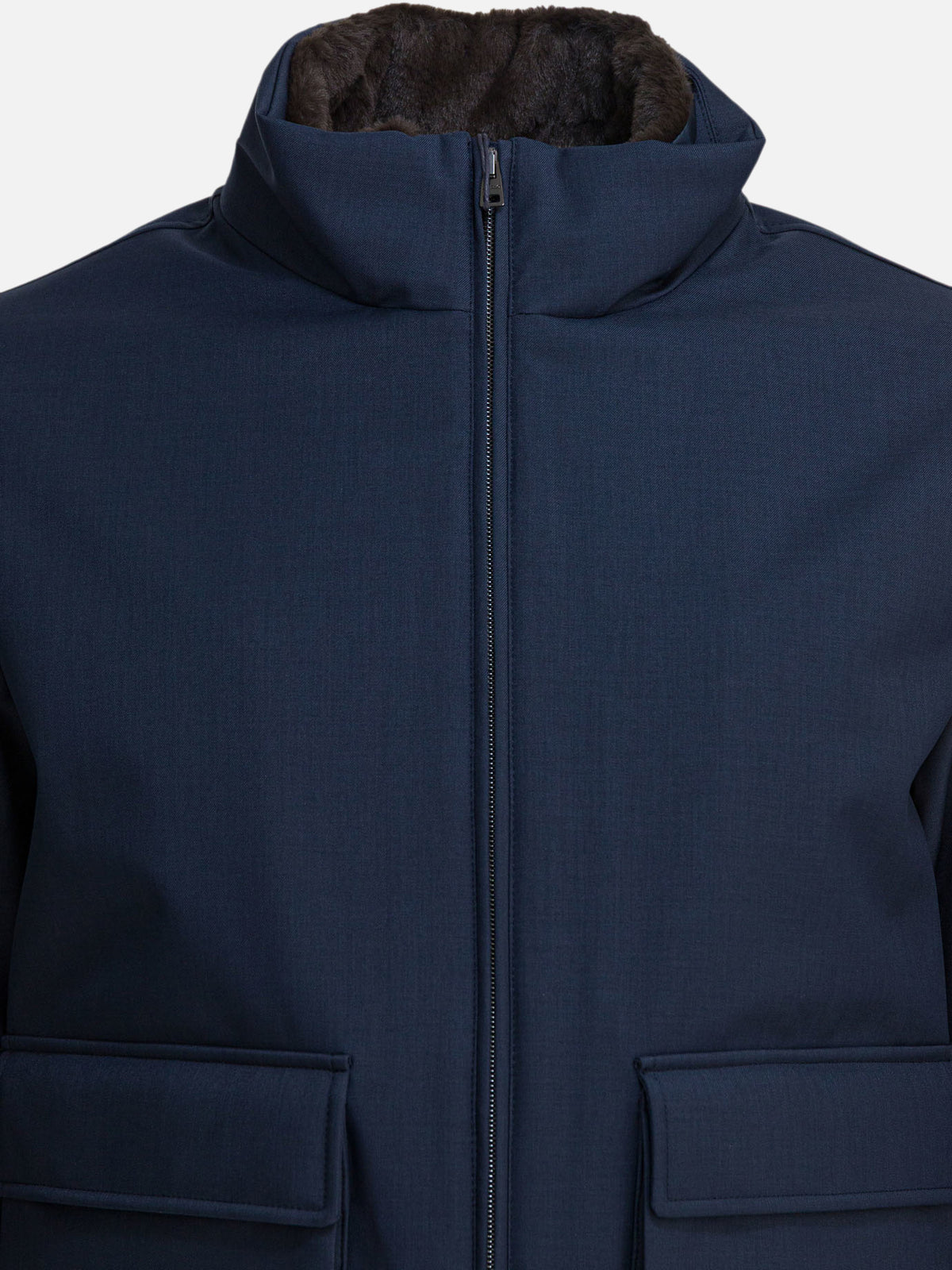 Herno Melange-effect bomber jacket Blue - VIETTI