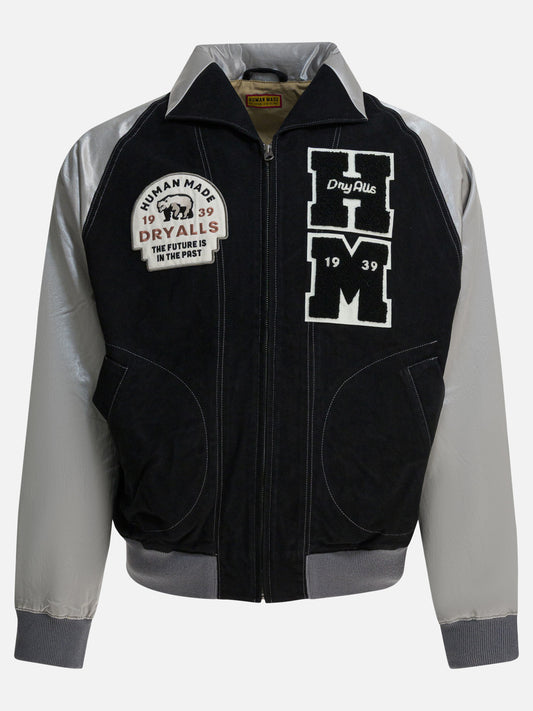 Human Made Satin "Varsity" Bomber Jacket Black

