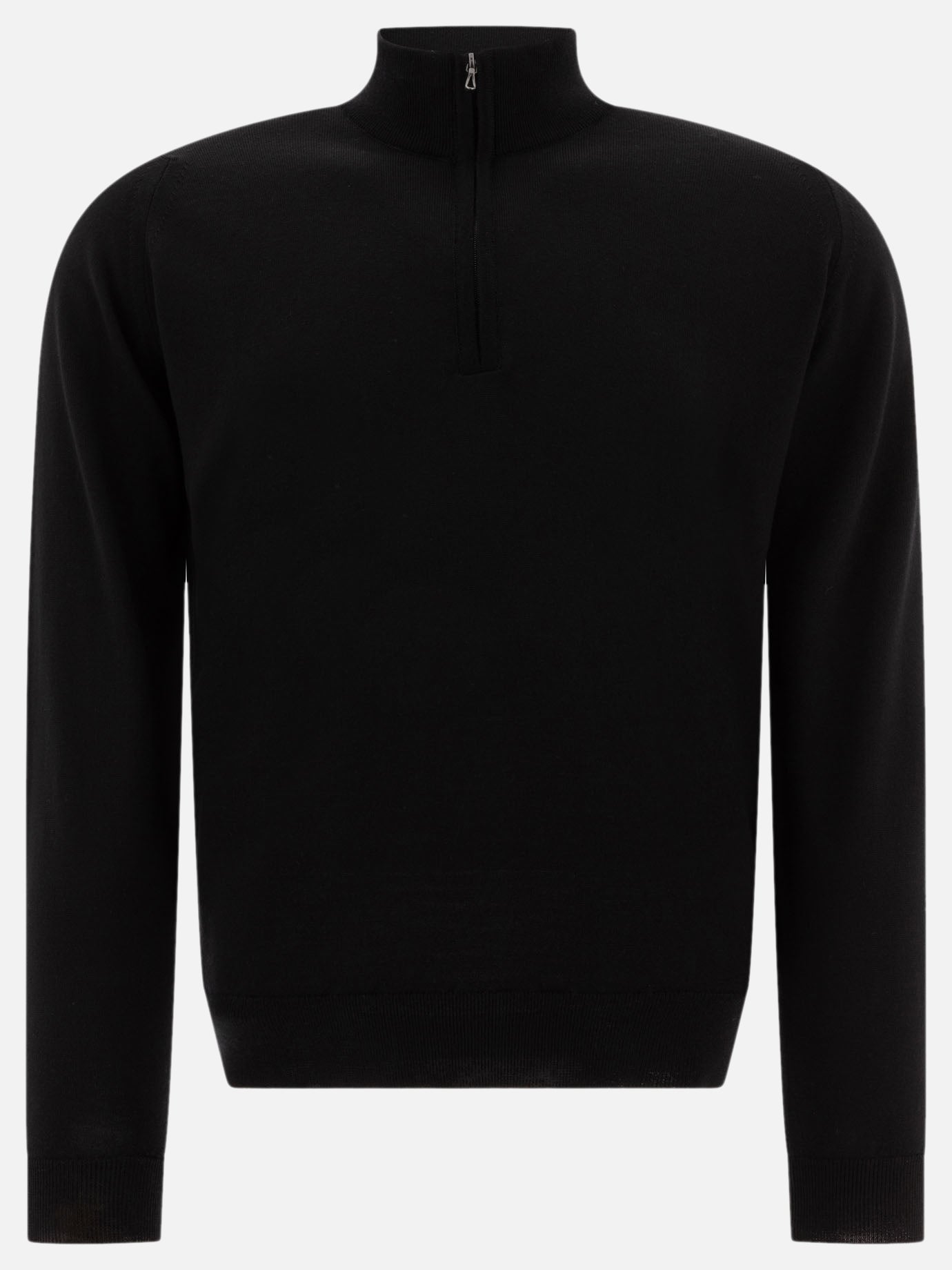 Maglioni con mezza zip Solid colour  Nero - John Smedley Uomo | PDP | VIETTI Online Store | thumbnail
