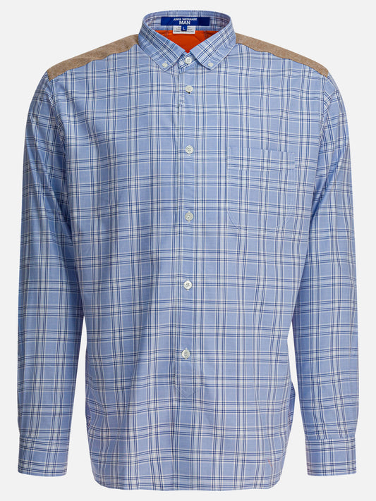 Junya Watanabe MAN Check shirt with quilted inserts Light blue

