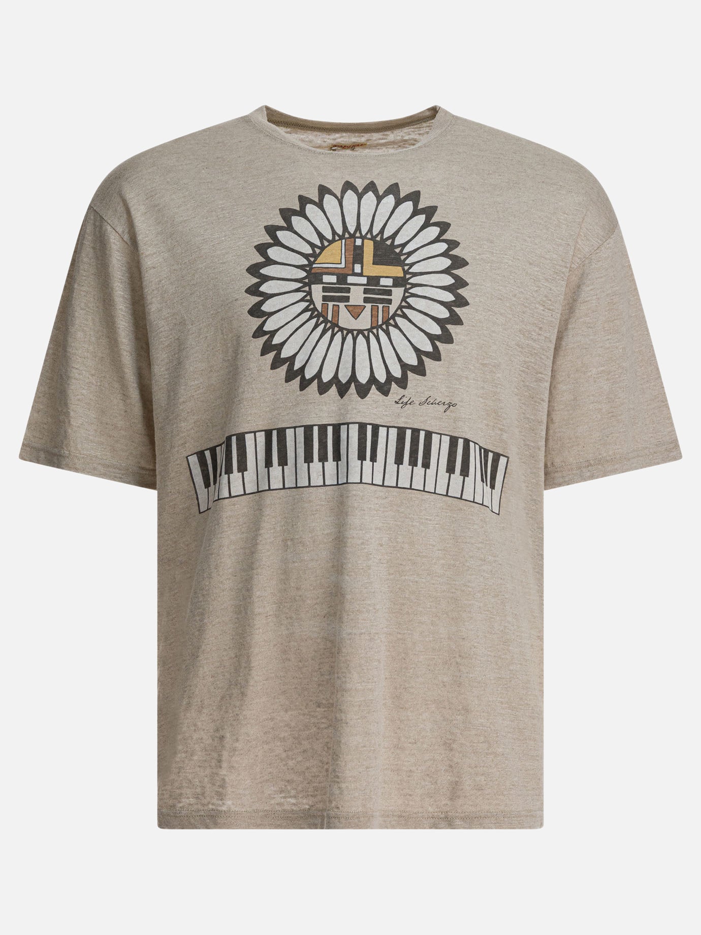 T-shirt girocollo Print  Beige - KAPITAL Uomo | PDP | VIETTI Online Store | Zoom-Modal
