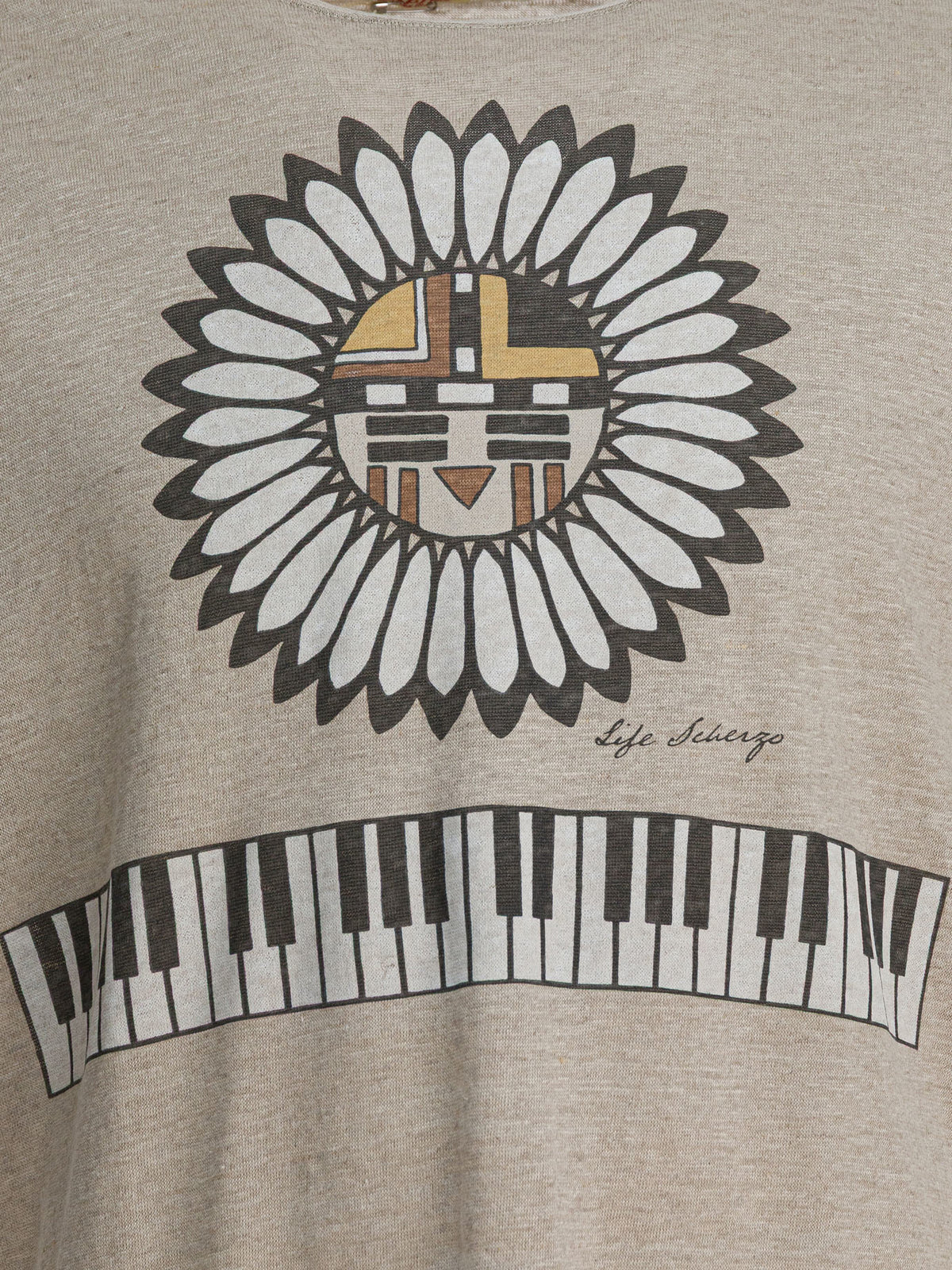 KAPITAL "Piano & Sun Face" t-shirt Beige