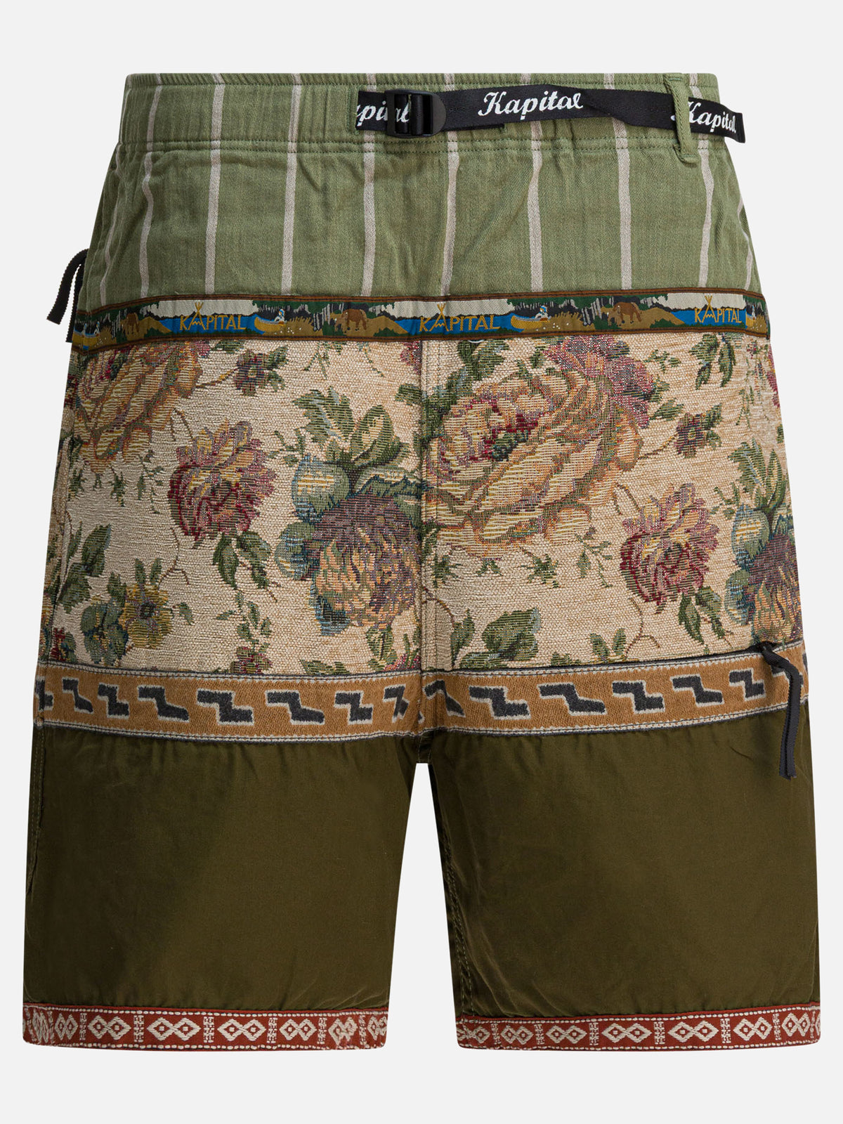 KAPITAL "Eco Baka" short with patchwork Green