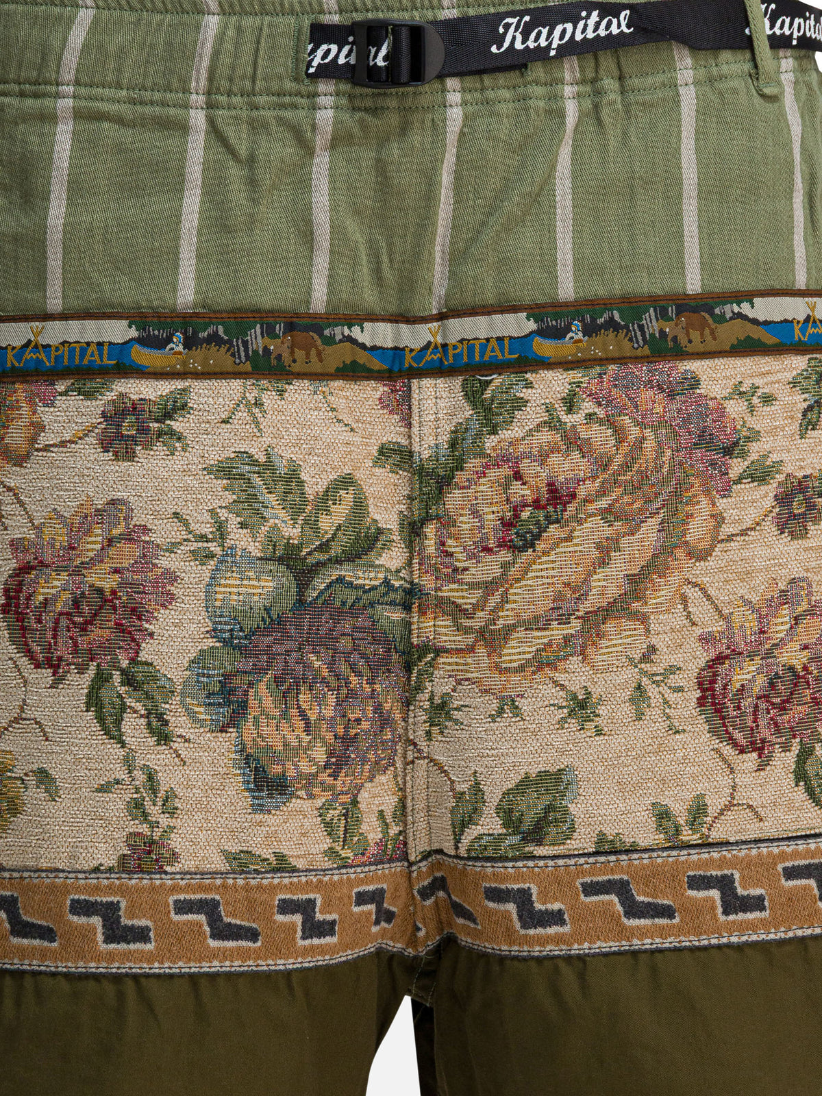 KAPITAL "Eco Baka" short with patchwork Green - VIETTI