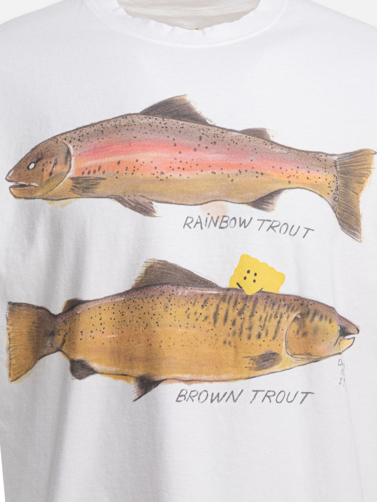KAPITAL "Two Trout Peckish Rainbow" T-shirt White - VIETTI