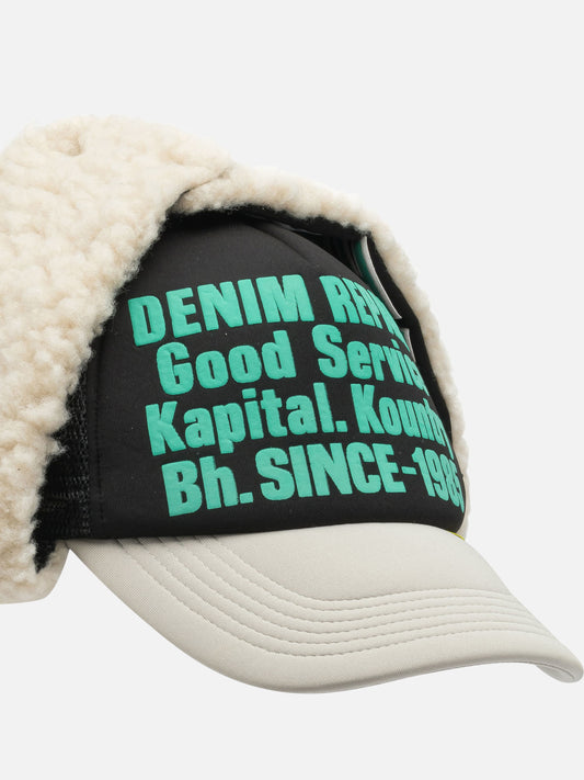 KAPITAL "Denim Repair Service Lumber" trucker hat Black


