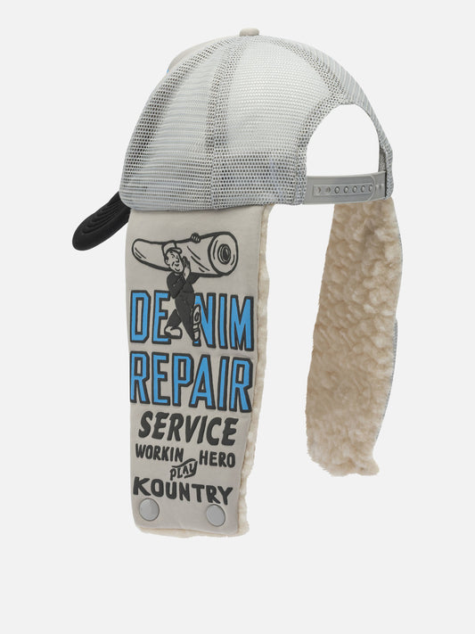 KAPITAL "Denim Repair Service Lumber" trucker hat Grey

