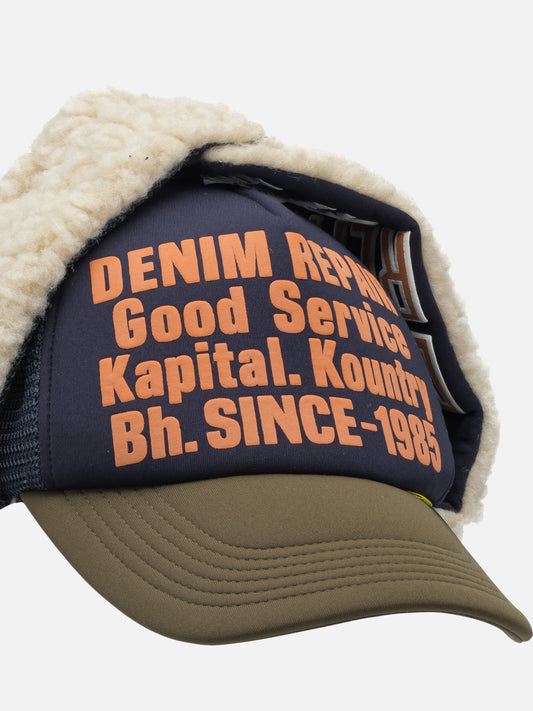 KAPITAL "Denim Repair Service Lumber" trucker hat Blue

