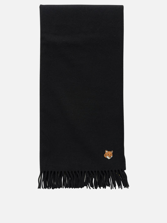 Sciarpe con frange Logo  Nero - Maison Kitsuné Uomo | PDP | VIETTI Online Store 

