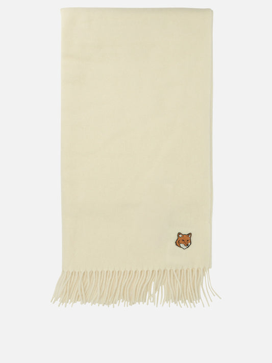 Sciarpe con frange Logo  Bianco - Maison Kitsuné Uomo | PLP | VIETTI Online Store 
