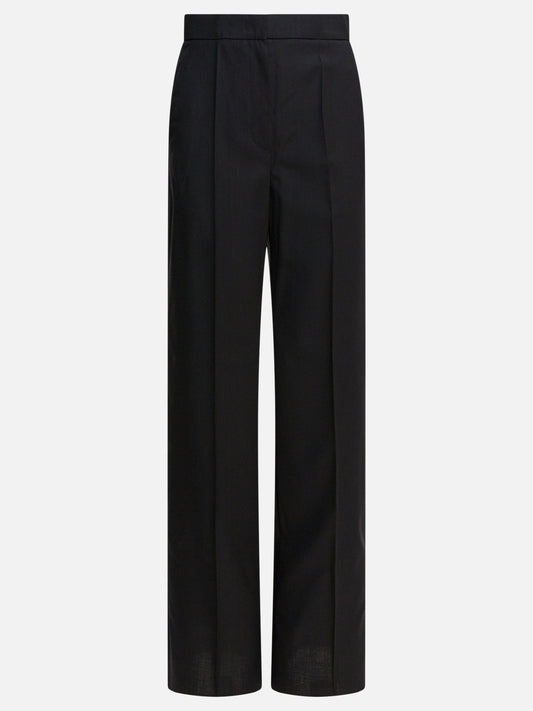 Max Mara Light wool straight trousers 16254019_40 Black 1