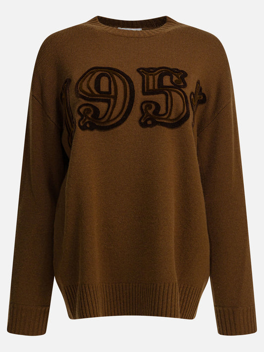Max Mara Embroidered crew neck sweater Brown

