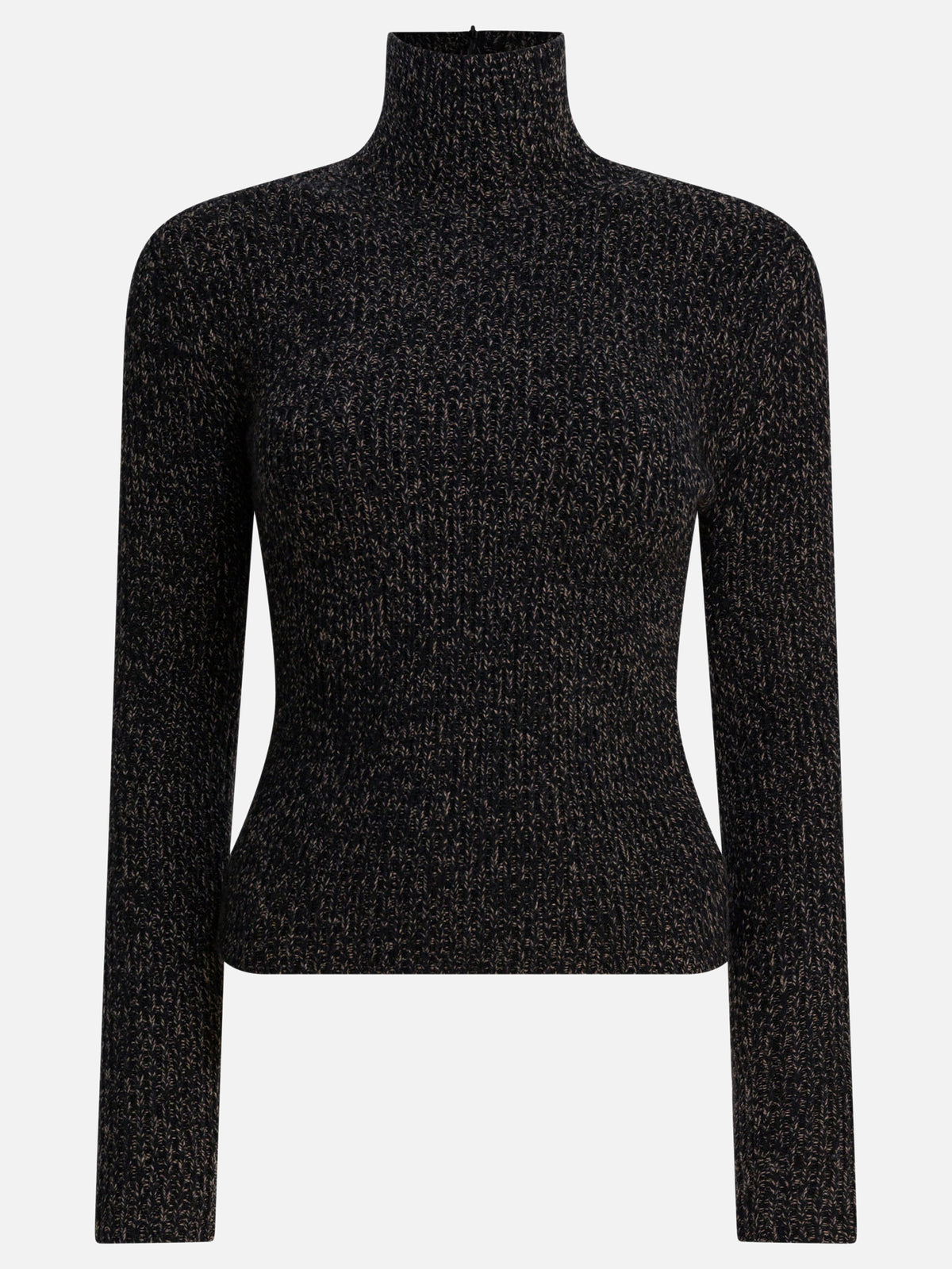 Max Mara Wool and cashmere mouliné turtleneck sweater Black