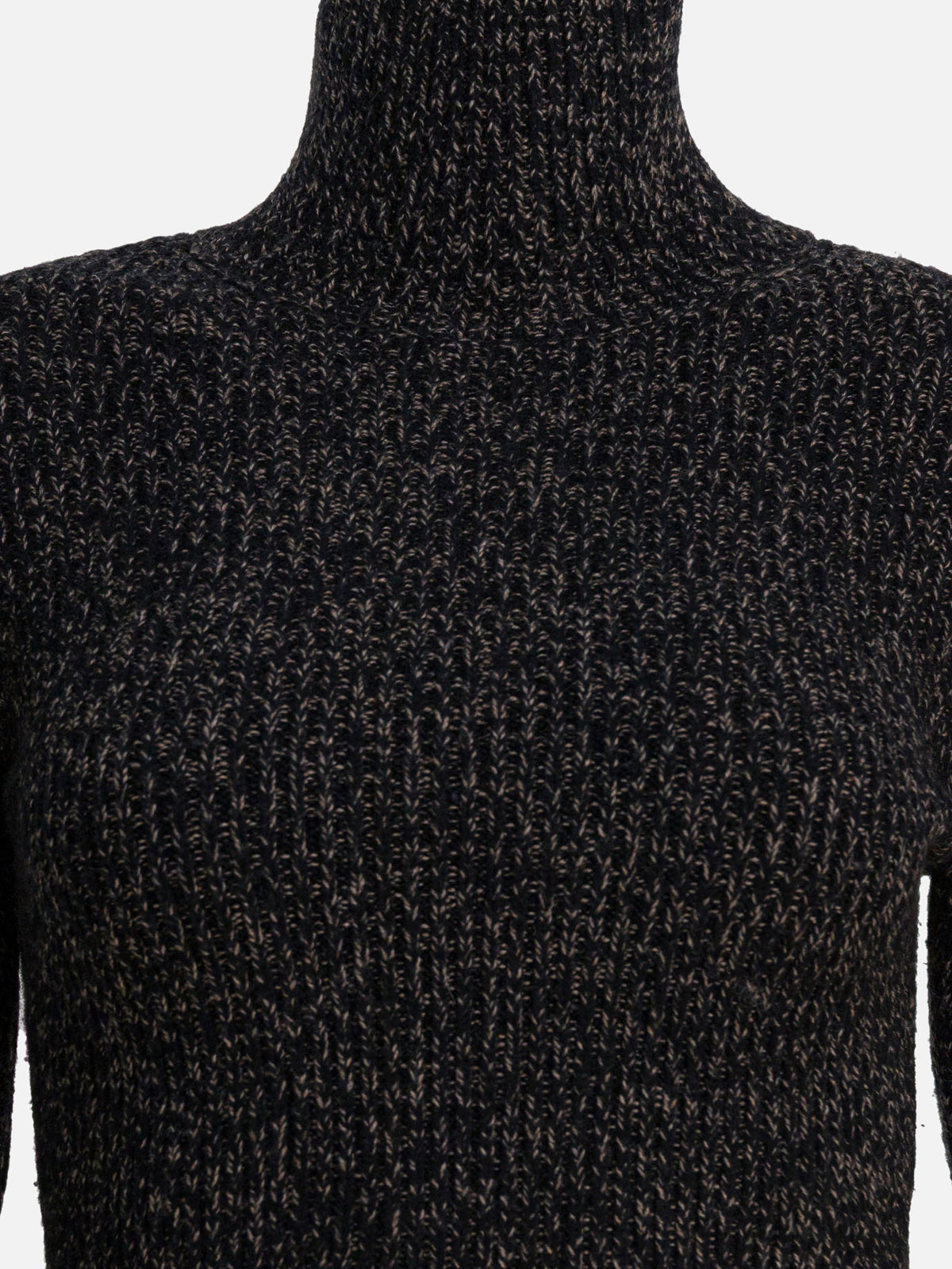 Max Mara Wool and cashmere mouliné turtleneck sweater Black