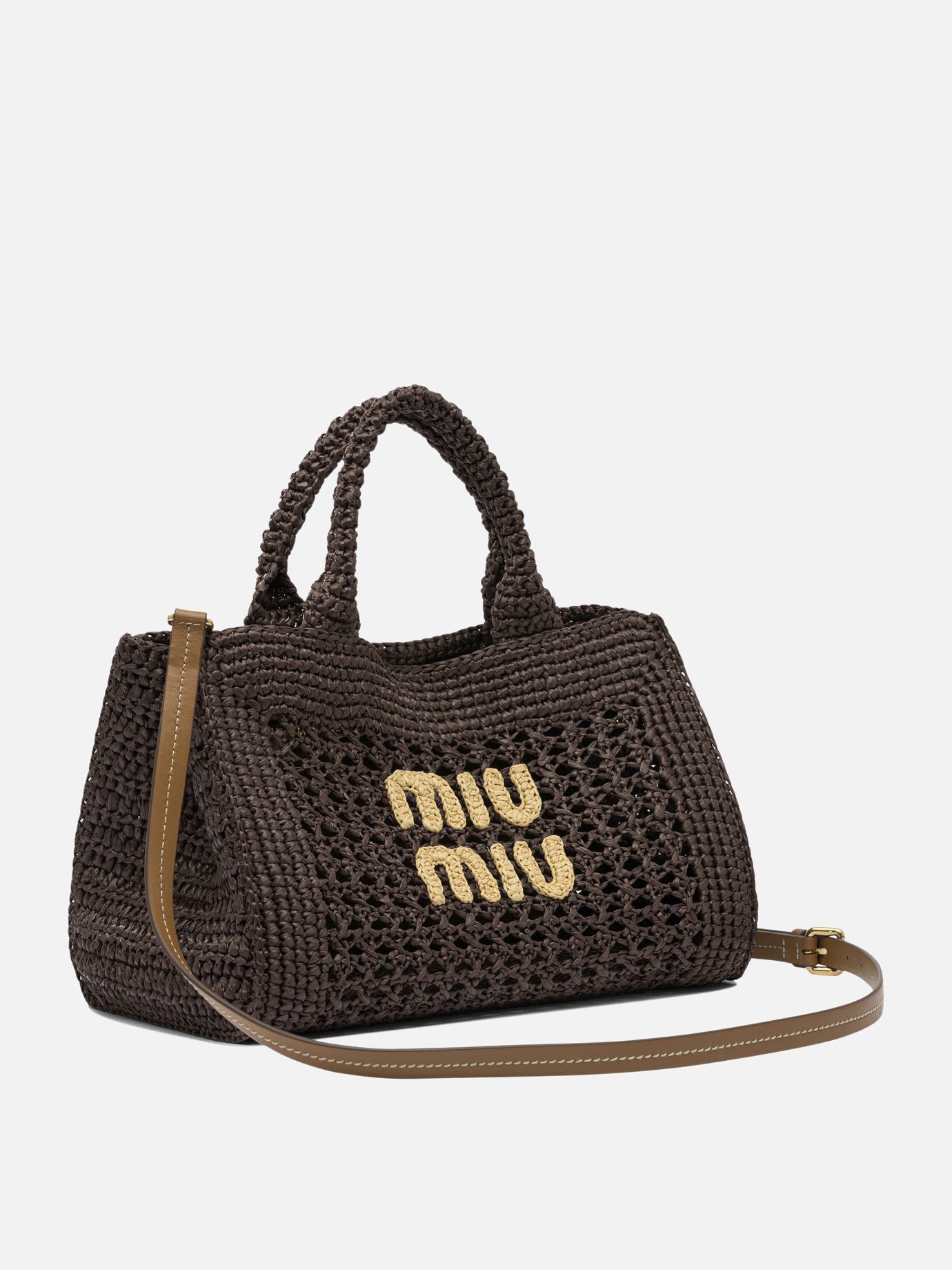 関税込 MiuMiu Raffia-effect woven handbag MIU MIU - Raffia-Effect Woven Handbag – The Sale Sisters