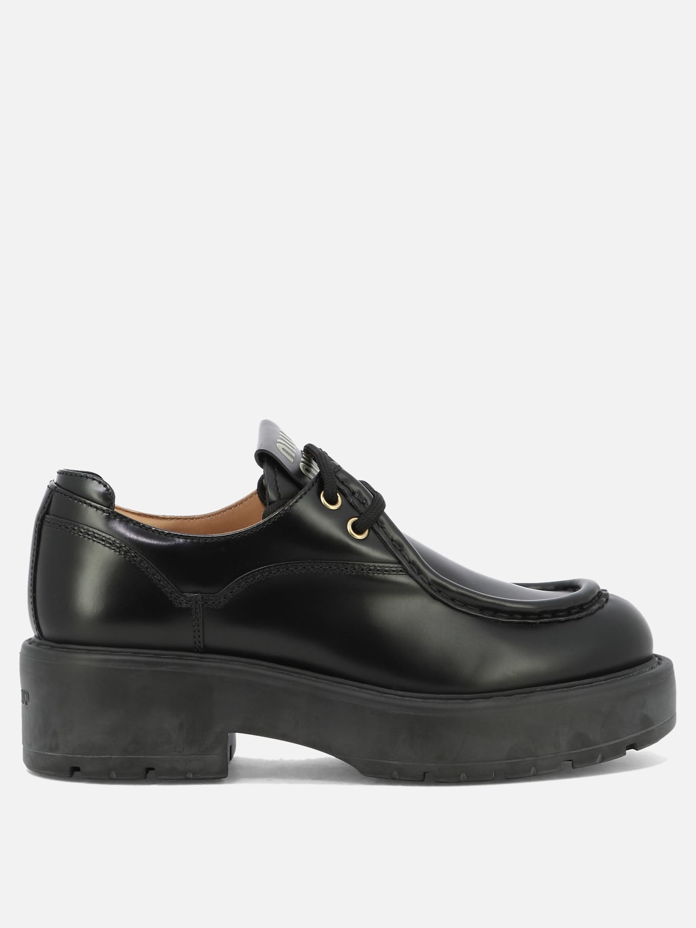 Mocassini stringati 100% calf leather - 100% calf leather  Nero - Miu Miu Donna | PDP | VIETTI Online Store | thumbnail