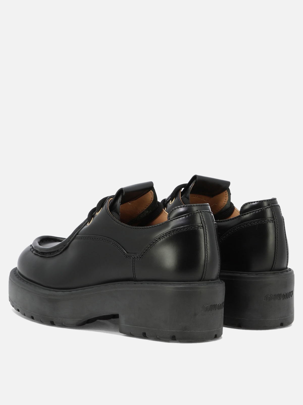 Miu Miu Leather lace-up loafers Black
