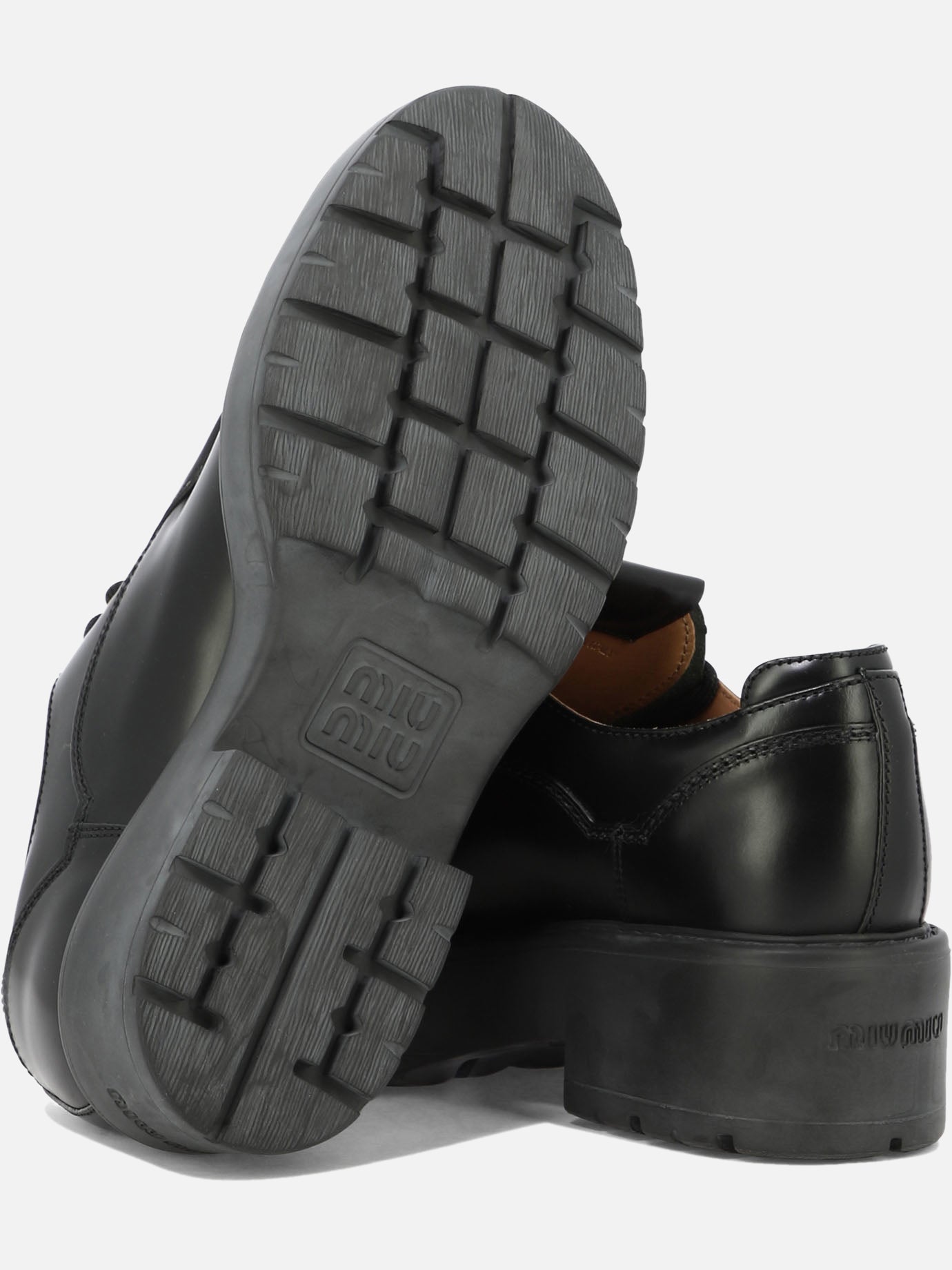 Mocassini stringati 100% calf leather - 100% calf leather  Nero - Miu Miu Donna | PDP | VIETTI Online Store | thumbnail_5