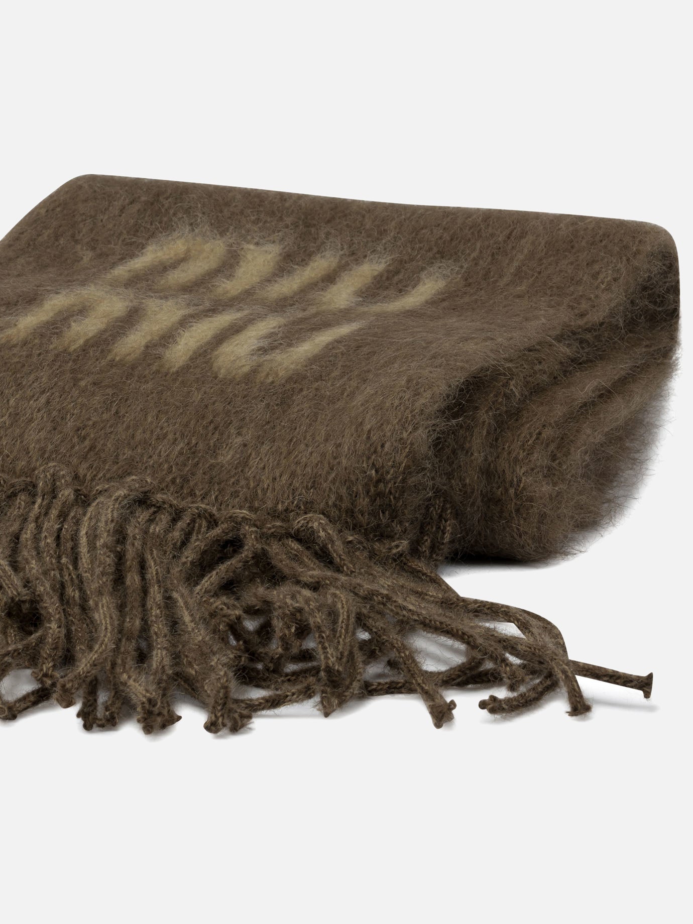 Miu Miu Merino wool scarf with logo Brown - Women | VIETTI