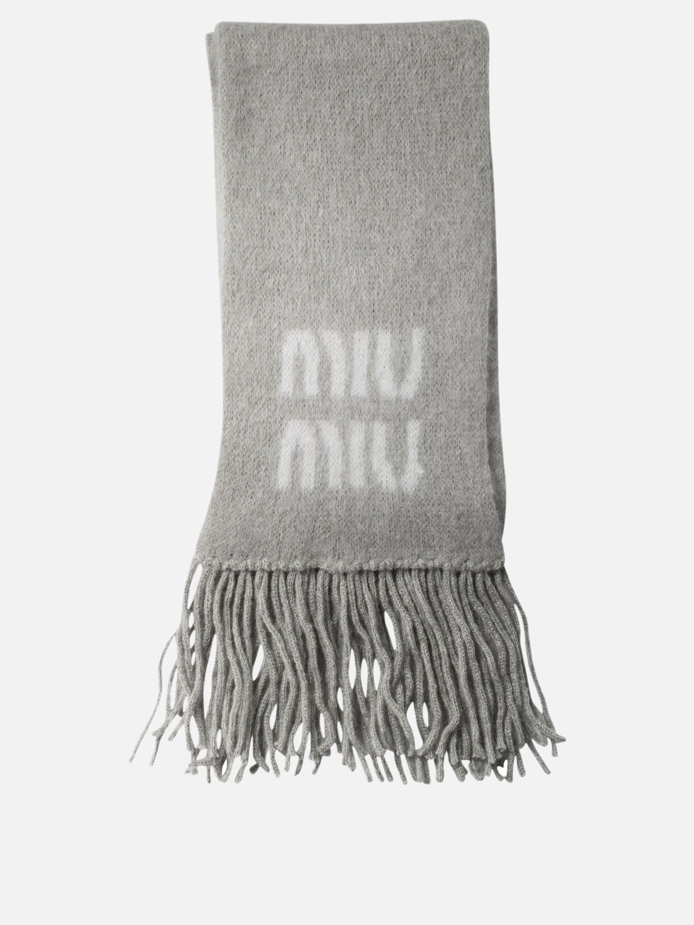 Sciarpe con frange 5FS062  Grigio - Miu Miu Donna | PDP | VIETTI Online Store | thumbnail