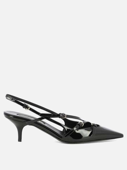 Miu Miu Patent leather slingback pumps with buckles 55mm 10682578_37 Black 1