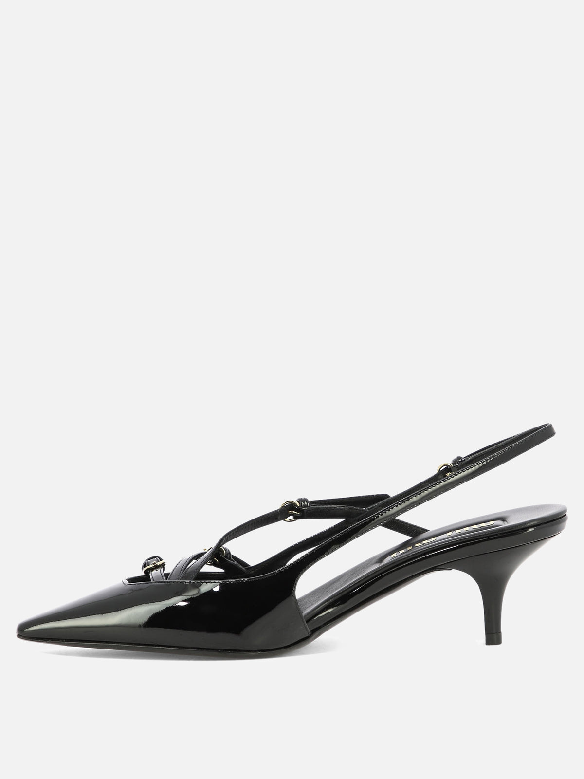 Miu Miu Patent leather slingback pumps with buckles 55mm Black