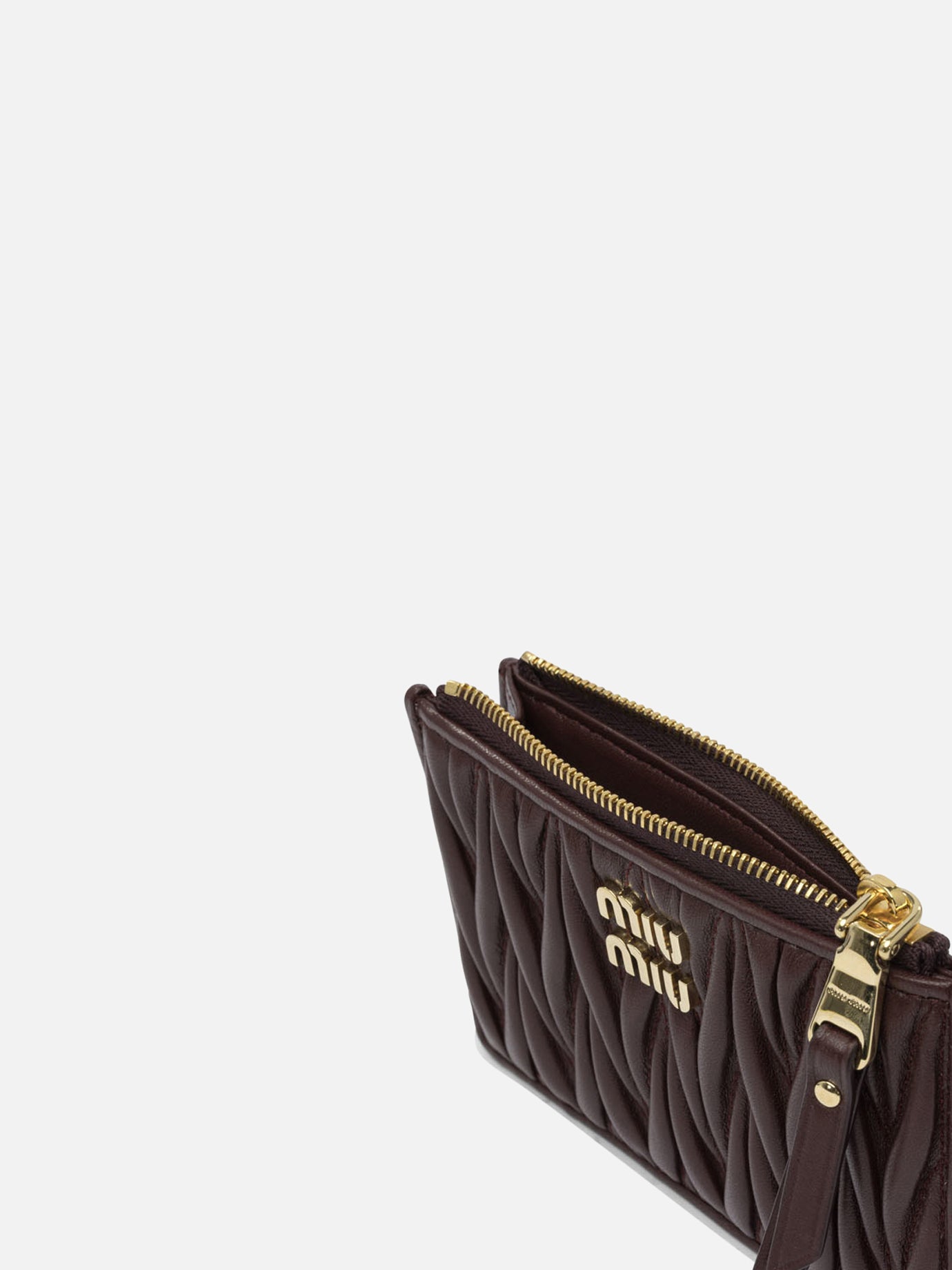 Miu Miu Matelassé nappa leather card case Bordeaux - Women