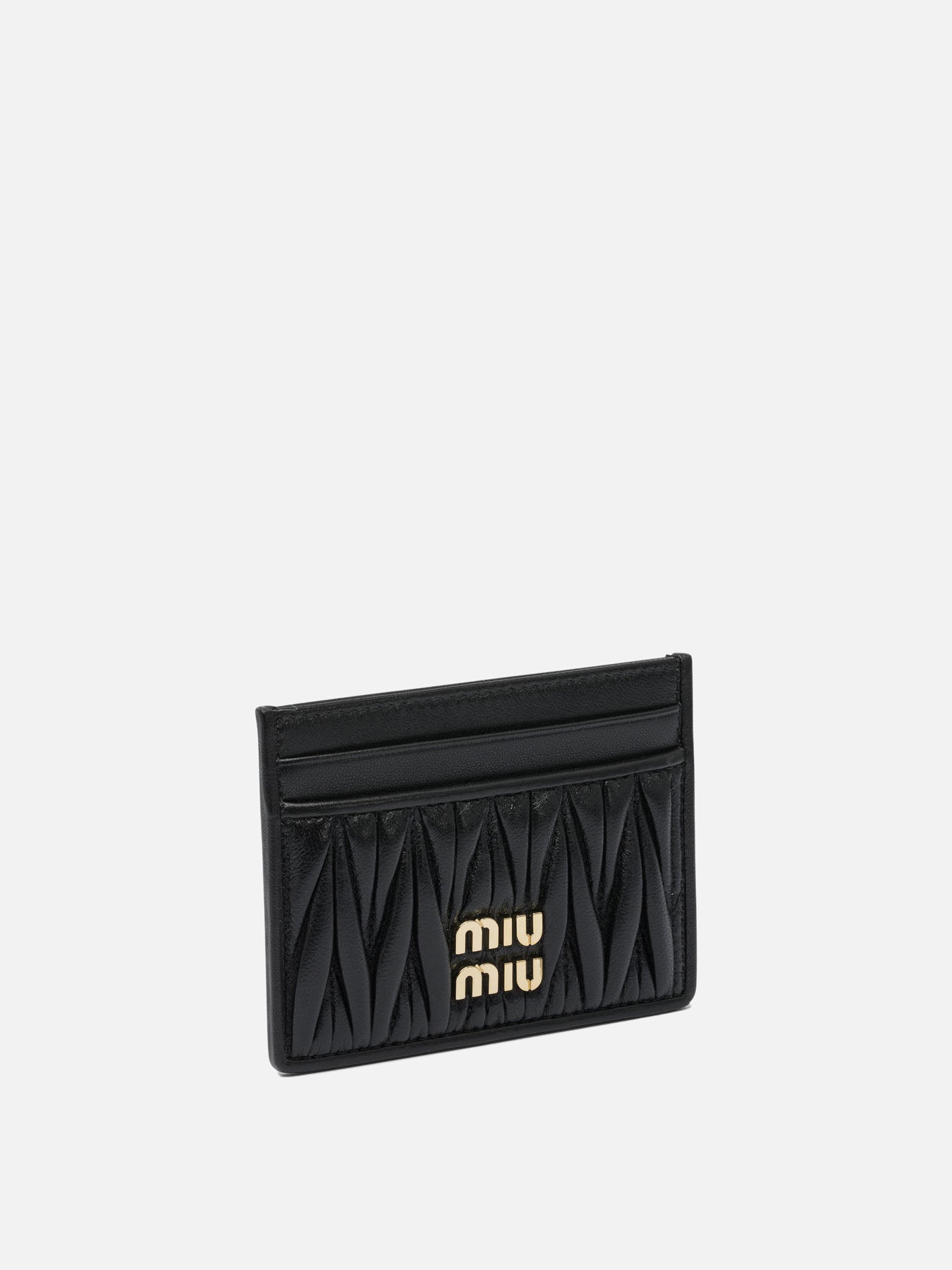 Miu Miu Matelassé nappa leather card holders Black