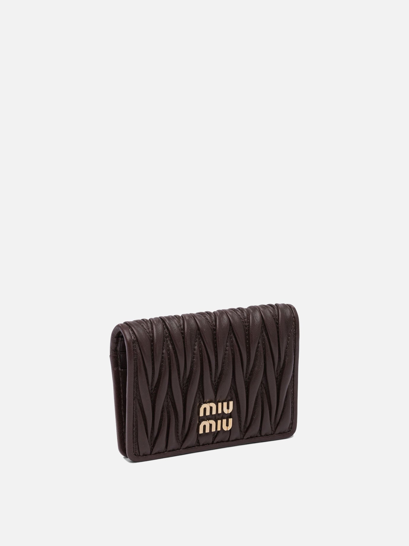 Miu Miu Matelassé nappa leather card holders Brown - Women Miu Miu Matelassé nappa leather card holders Brown - Women
