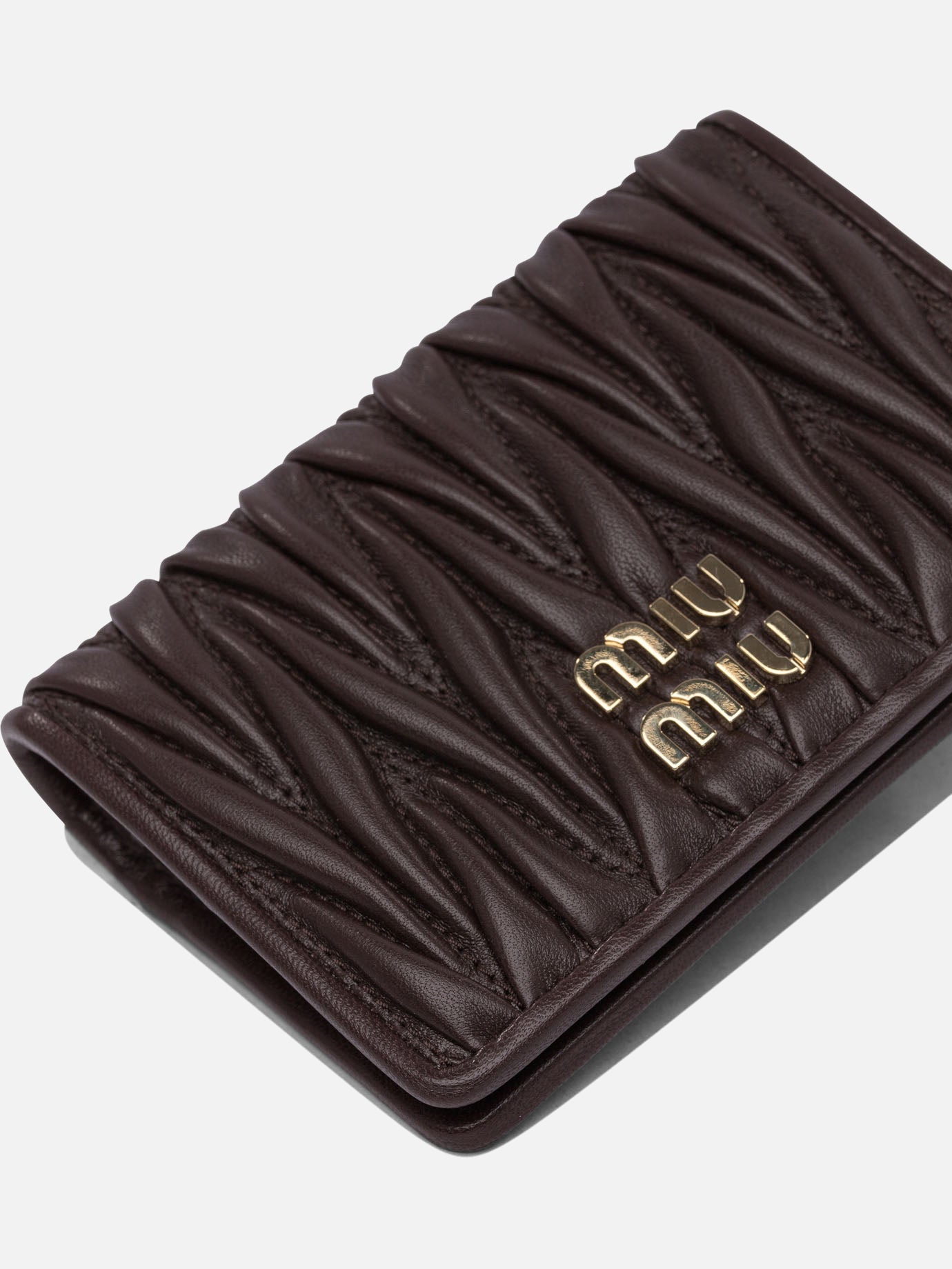 Miu Miu Matelassé nappa leather card holders Brown - Women