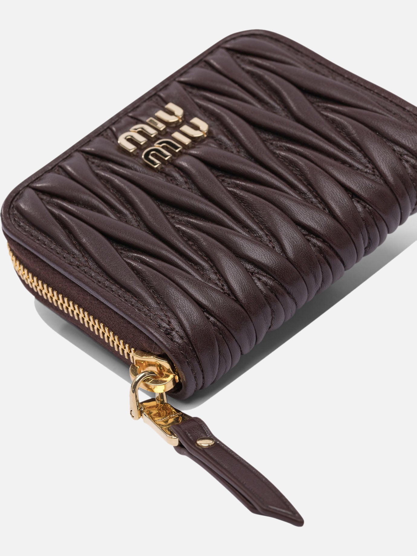 Miu Miu Matelassé nappa leather coin purse Brown - Women