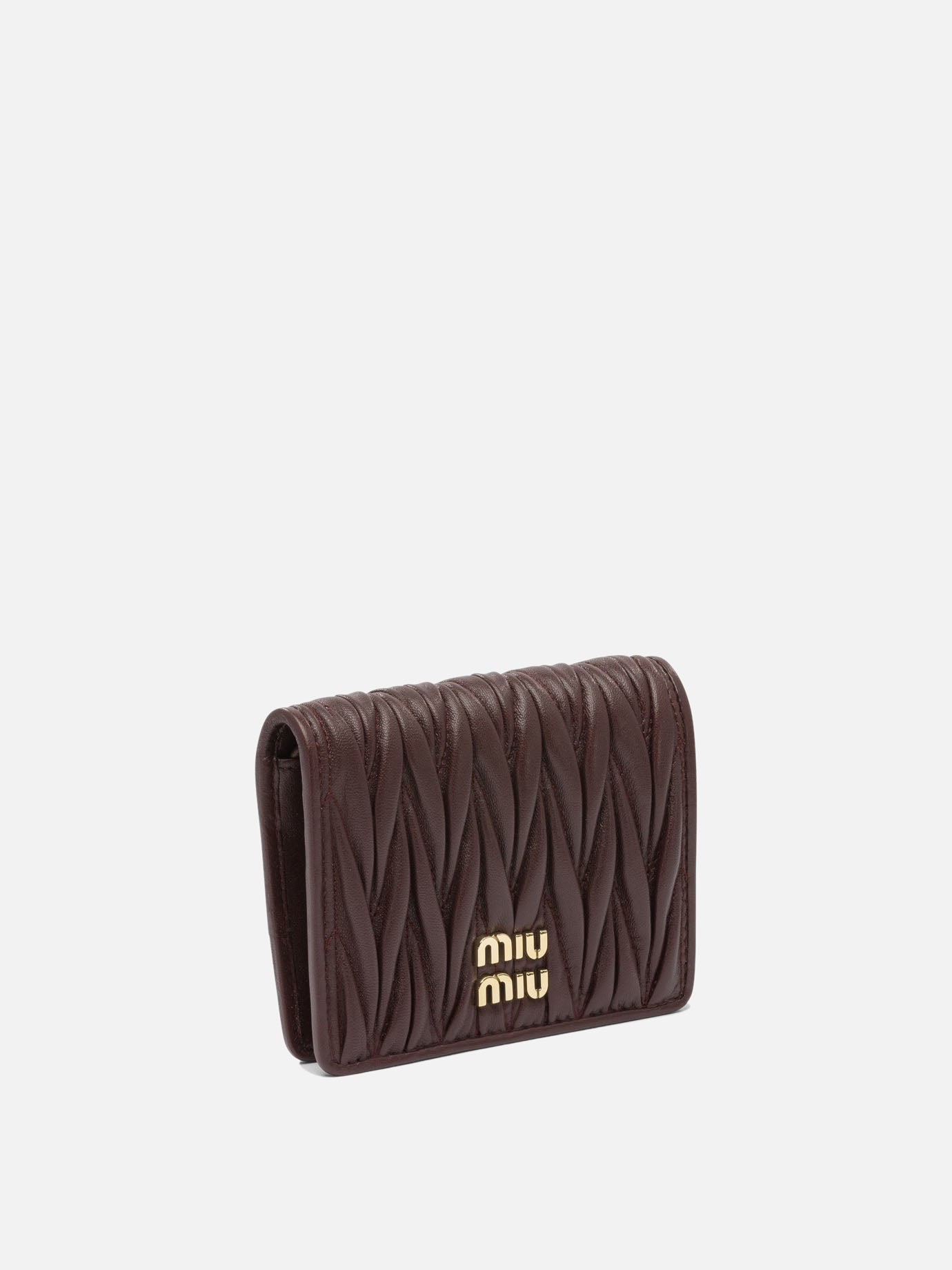 Miu Miu Nappa leather quilted wallet Bordeaux