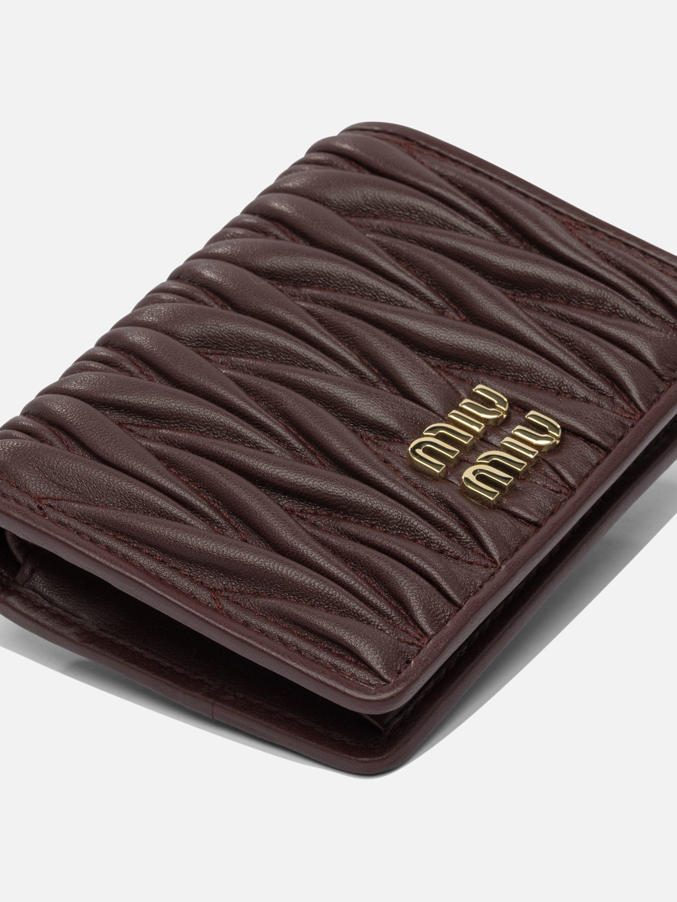 Miu Miu Nappa leather quilted wallet Bordeaux